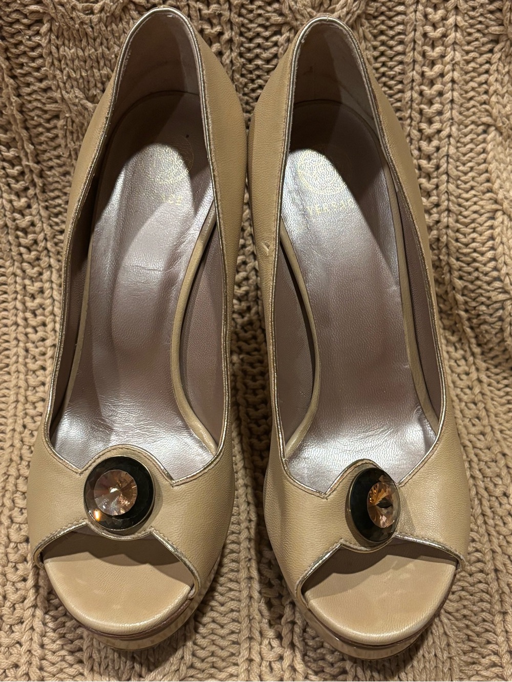 Versace 135mm Platform Pumps with Jewel Embellishment